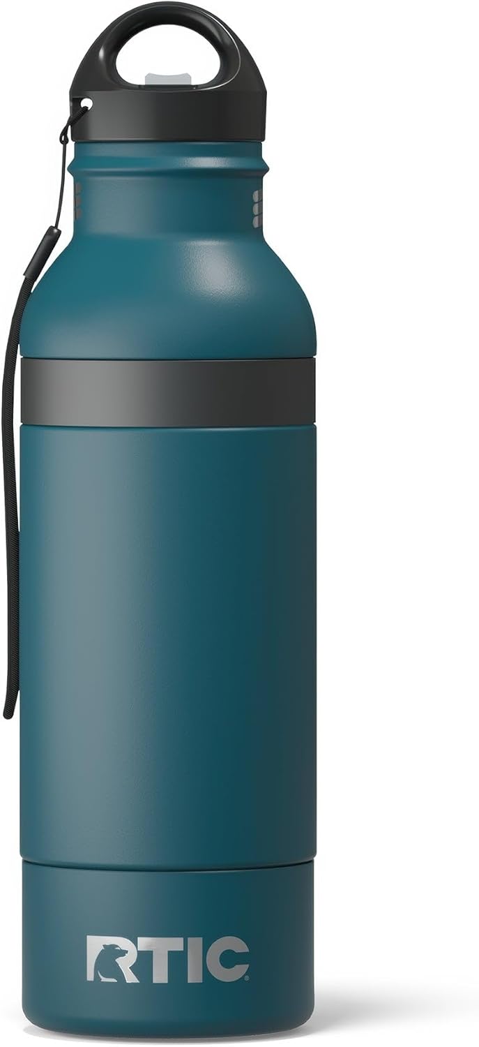 RTIC Bottle Chiller, Insulated Cooler for 12oz Glass Soda or 16oz Aluminum Bottles, Double Wall Vacuum Insulation, Stainless Steel, Sweat Proof with Bottle Opener, Marine