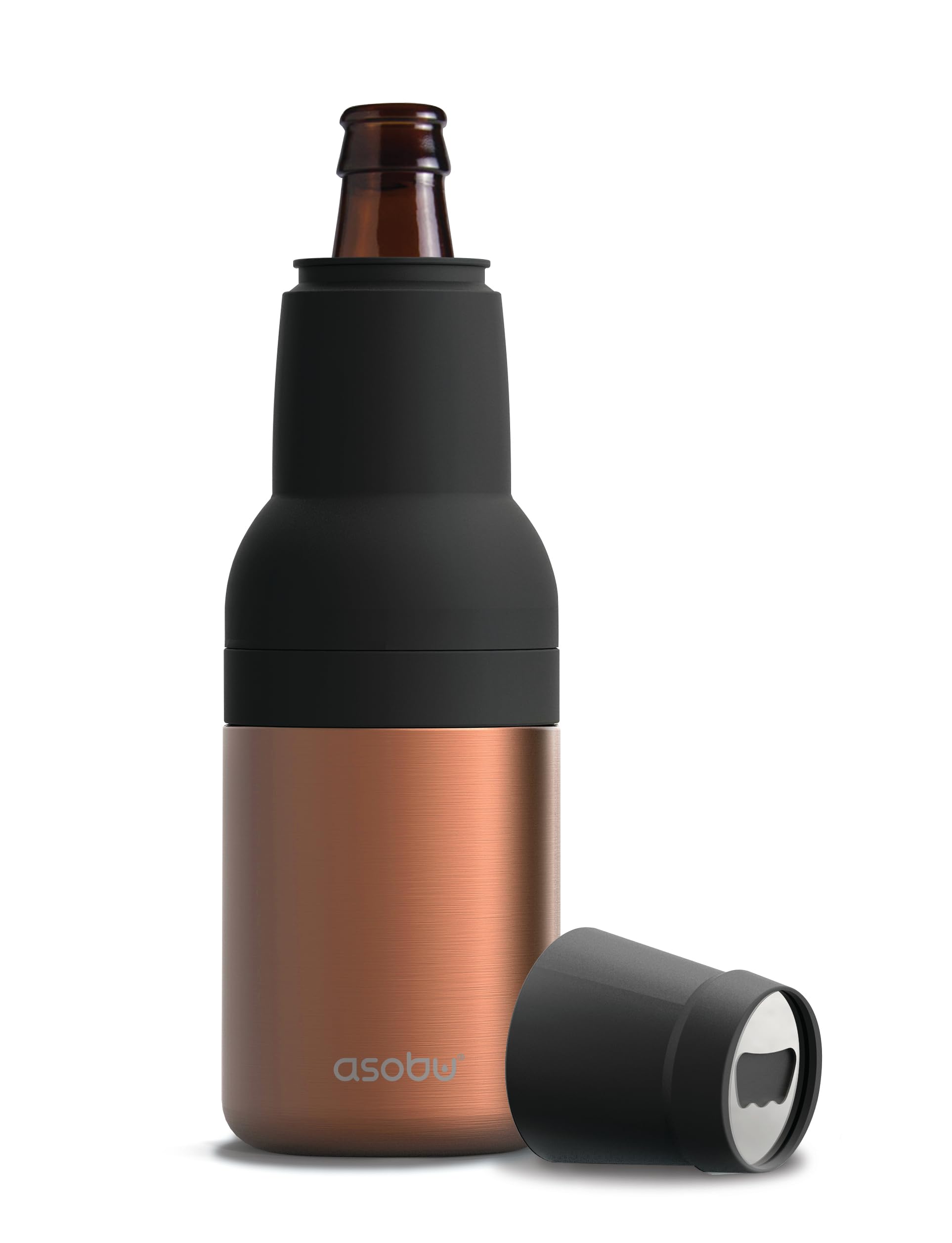 Asobu Frosty Beer Holder 2 Go Vacuum Insulated Double Walled Stainless Steel Beer Can and Bottle Cooler with Beer Opener, Bpa Free, Fits Standard 12oz Bottles, Gift for Beer Lovers (Green Ocean)