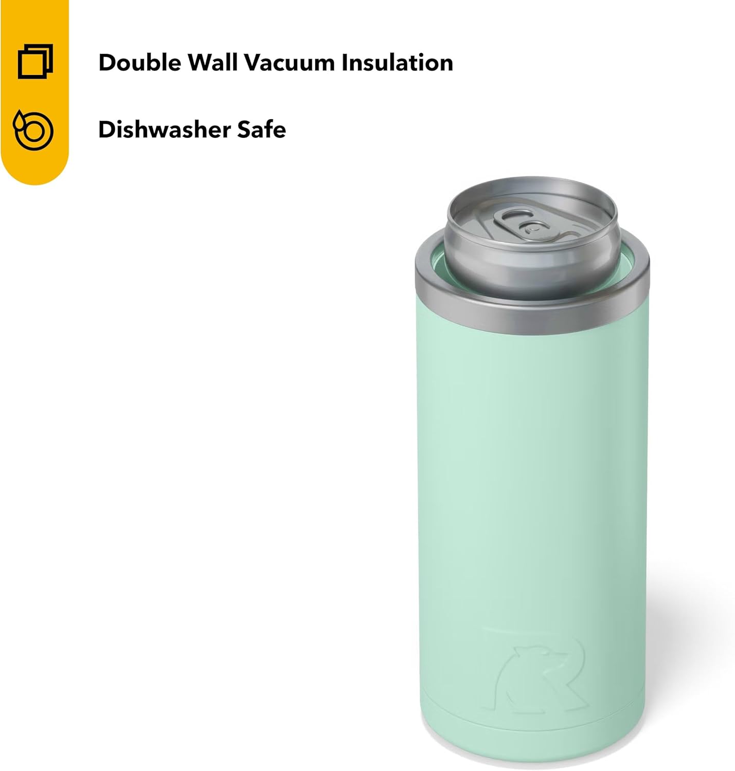 RTIC Skinny Can Cooler, Fits All 12oz Slim Cans, Insulated Stainless Steel, Sweat-Proof, Keeps Cold Longer, Fresh Mint