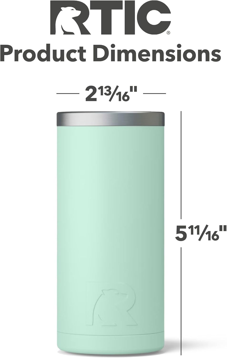RTIC Skinny Can Cooler, Fits All 12oz Slim Cans, Insulated Stainless Steel, Sweat-Proof, Keeps Cold Longer, Fresh Mint