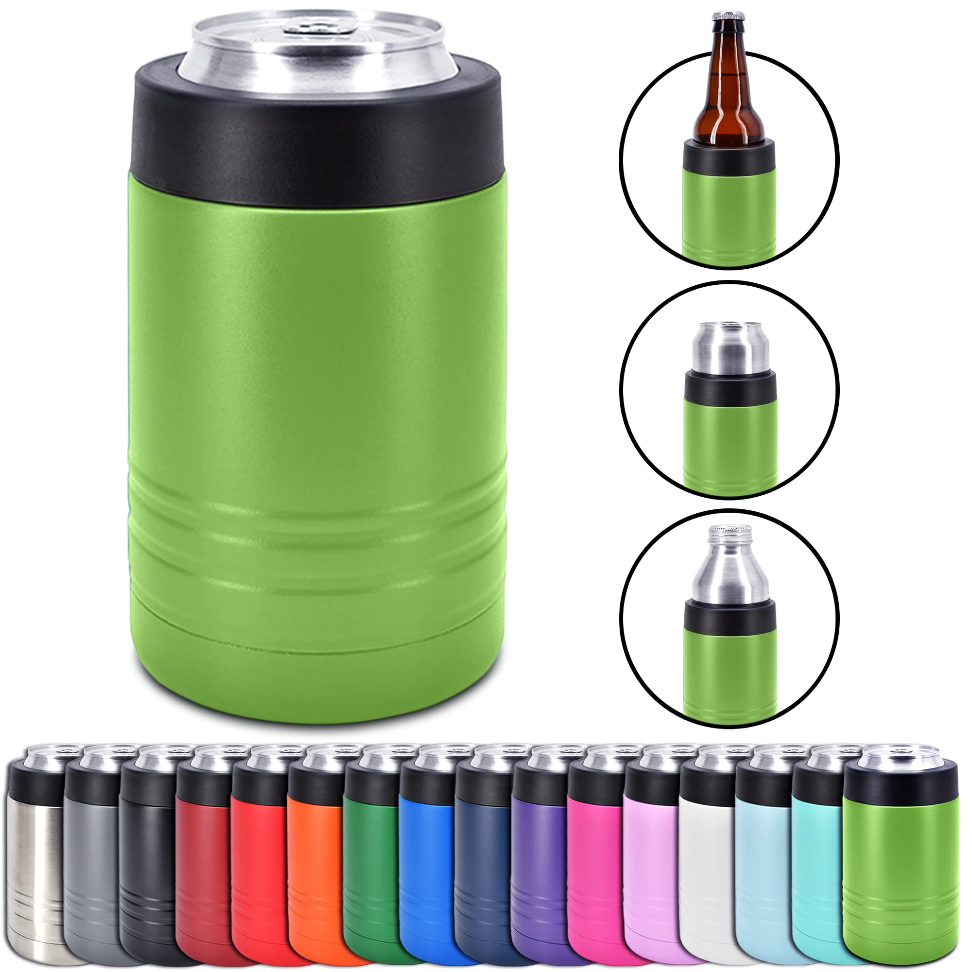 4-in-1 Stainless Steel 12 oz Double Wall Vacuum Insulated Can or Bottle Cooler Keeps Beverage Cold for Hours - Also Fits 16 oz Cans - Powder Coated Dark Gray - Clear Water Home Goods