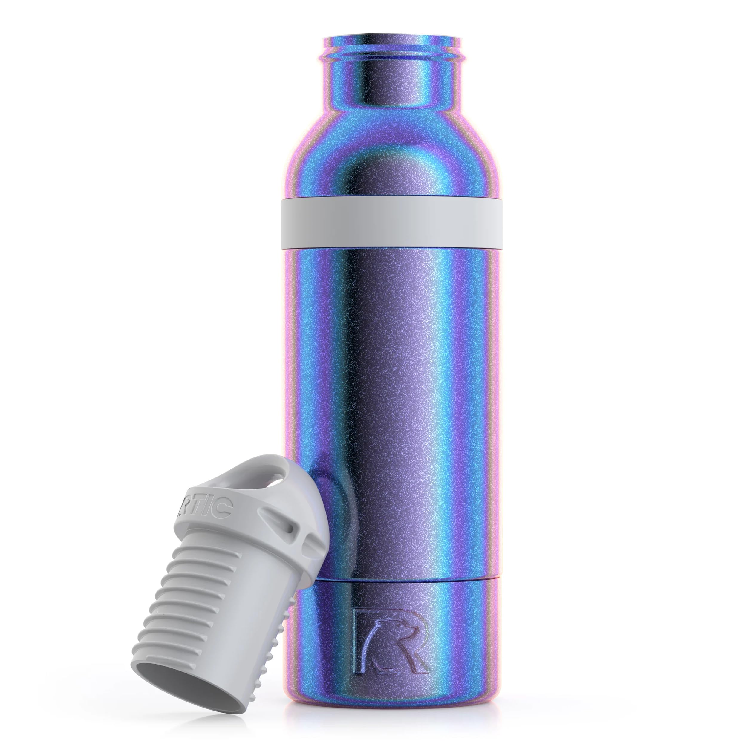 RTIC Bottle Chiller, Insulated Cooler for 12oz Glass Soda or 16oz Aluminum Bottles, Double Wall Vacuum Insulation, Stainless Steel, Sweat Proof with Bottle Opener, Marine